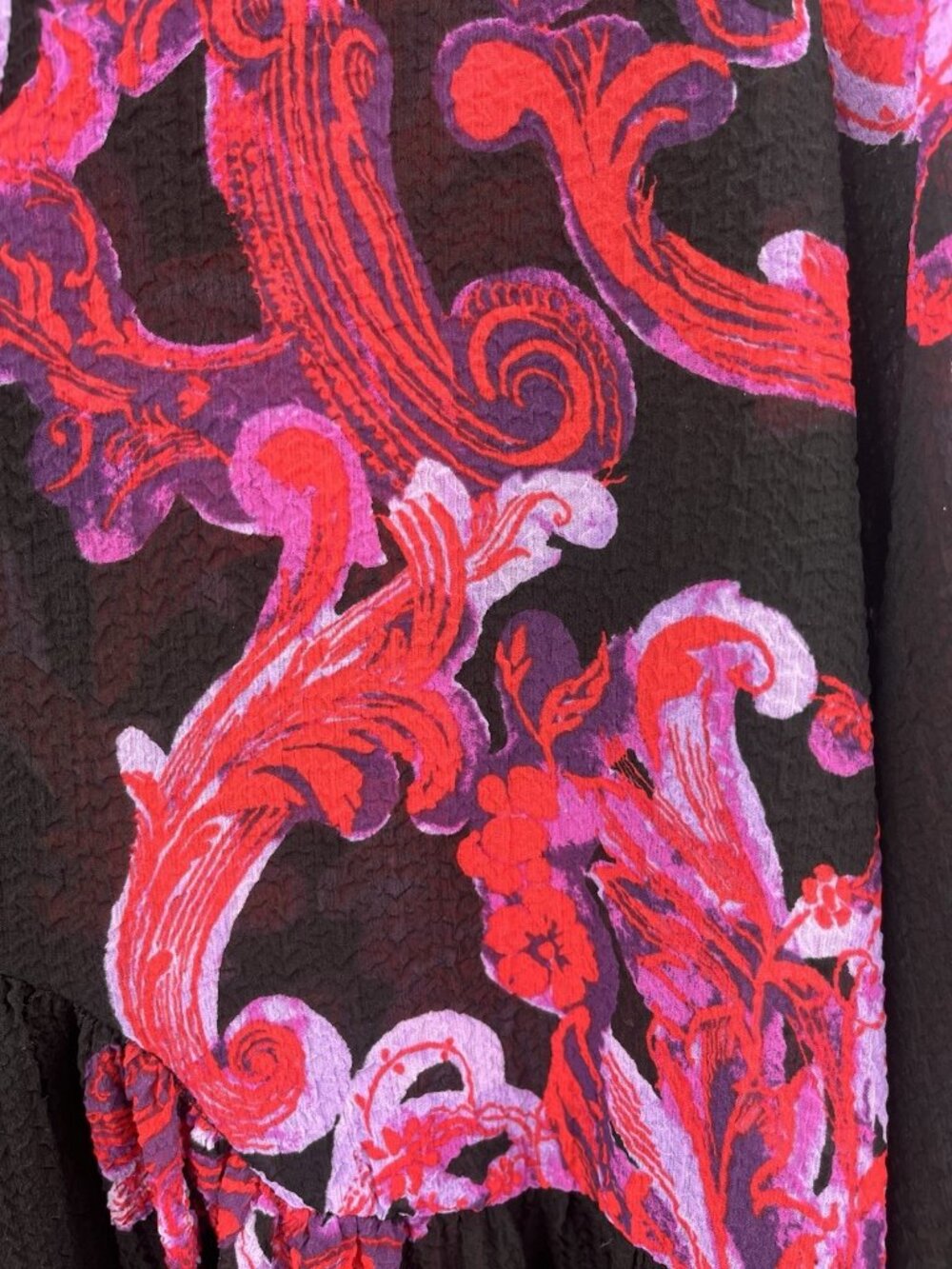 FREE PEOPLE INTIMATELY Women's Black Sheer Hot Pink Floral Tie Back Dress M NWT - Picture 3 of 7